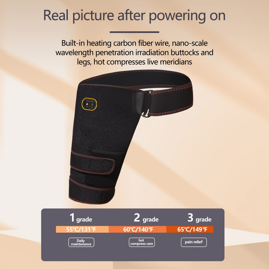 NNETM USB-Powered Heated Hip Brace Massager with Vibration(Black)