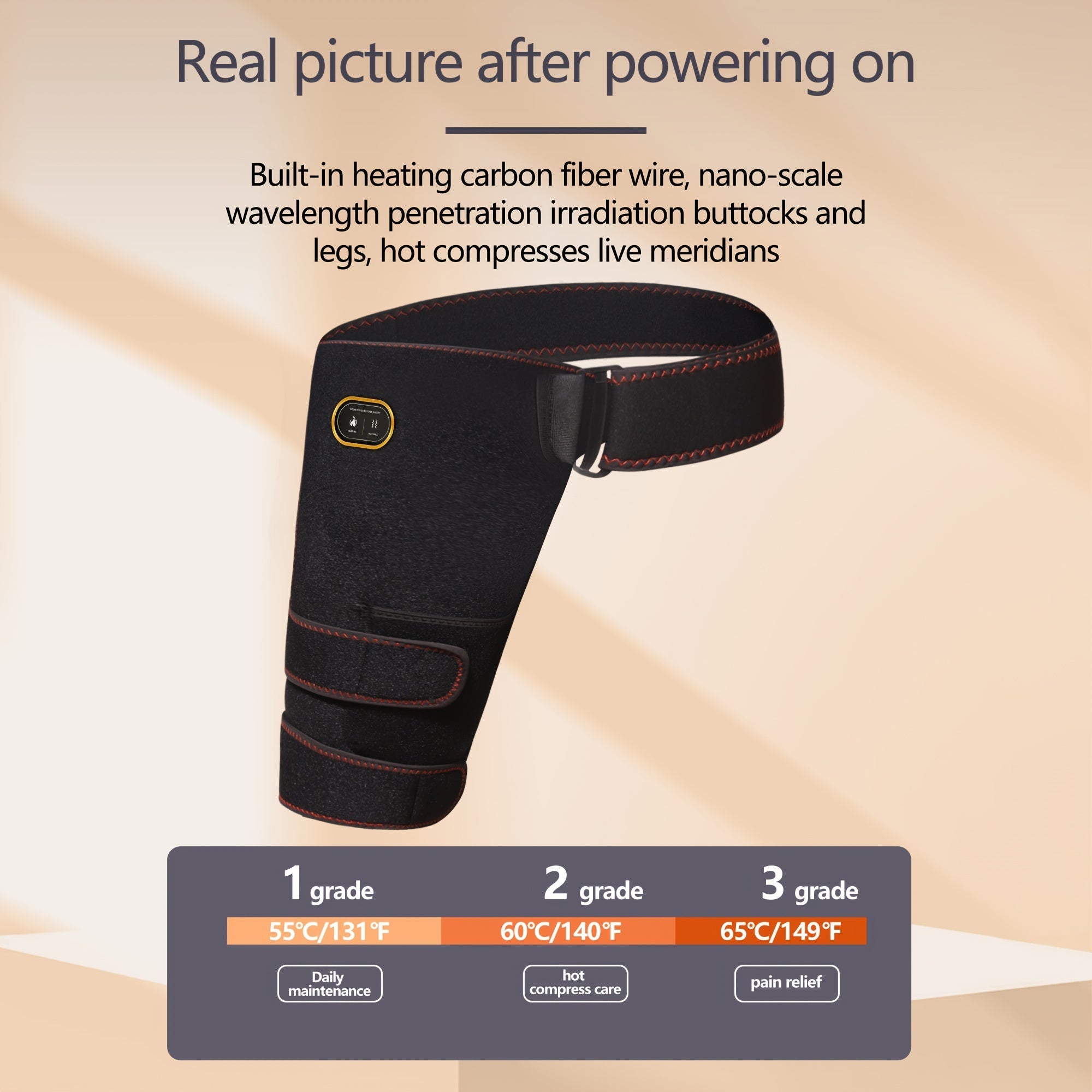 NNETM USB-Powered Heated Hip Brace Massager with Vibration(Black)