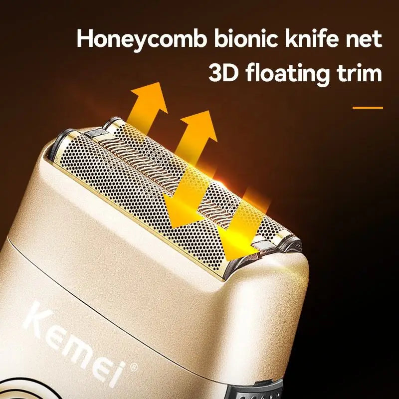 NNEOBA High Quality Electric Shaver Three-Blade Foil Trimmer Razor Gold