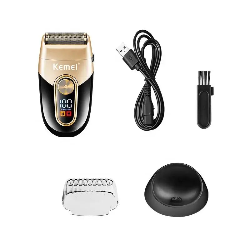 NNEOBA High Quality Electric Shaver Three-Blade Foil Trimmer Razor Gold