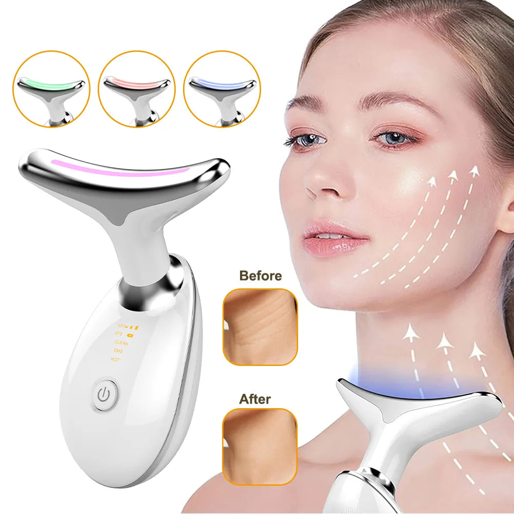 NNEOBA EMS Neck Face Lifting Massager - LED Photon Therapy, Wrinkle Remover ES-1081