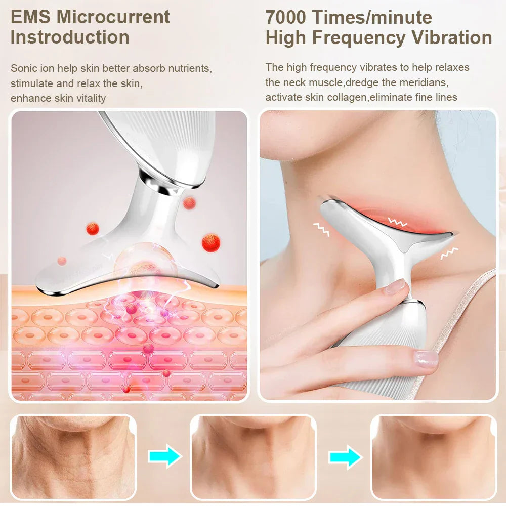 NNEOBA EMS Neck Face Lifting Massager - LED Photon Therapy, Wrinkle Remover ES-1081