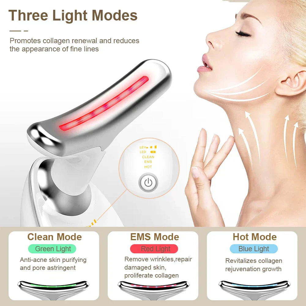 NNEOBA EMS Neck Face Lifting Massager - LED Photon Therapy, Wrinkle Remover ES-1081