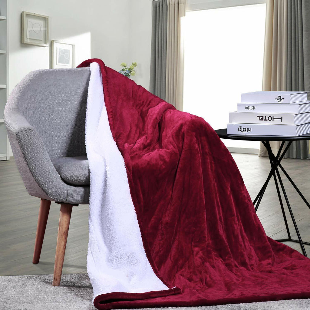 NNEDSZ Double-side Flannel Heated Electric Throw Rug Blanket Fast Heating Warm Washable RED