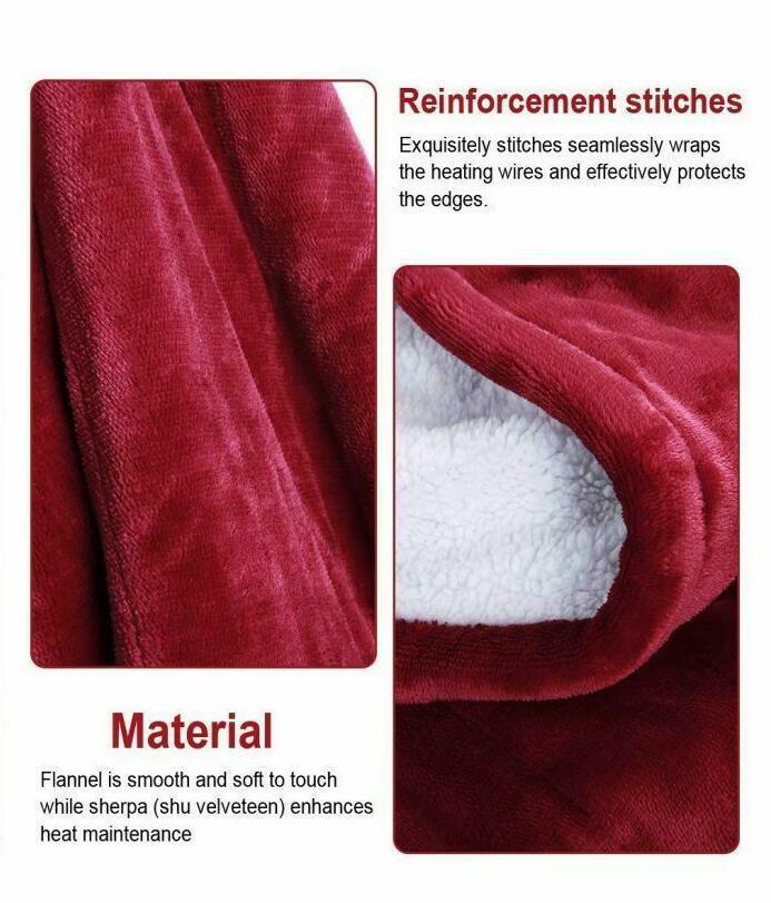 NNEDSZ Double-side Flannel Heated Electric Throw Rug Blanket Fast Heating Warm Washable RED