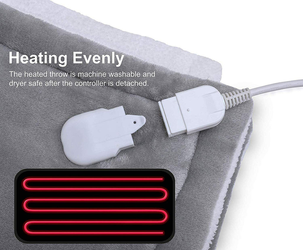 NNEDSZ Double-side Flannel Heated Electric Throw Rug Blanket Fast Heating Warm Washable RED