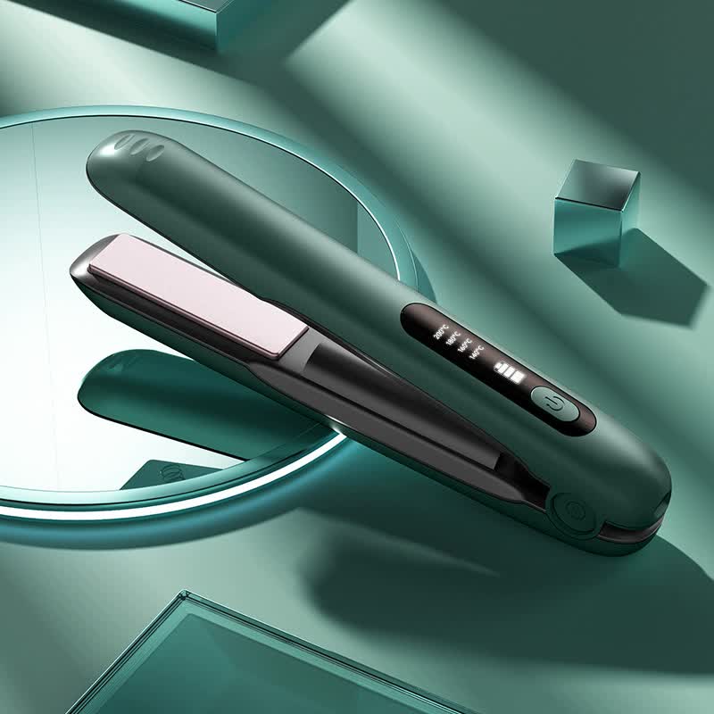 NNEDSZ Green Wireless Rechargeable Hair Straightener with 5000mAh Battery - Portable Design & Adjustable Temperature