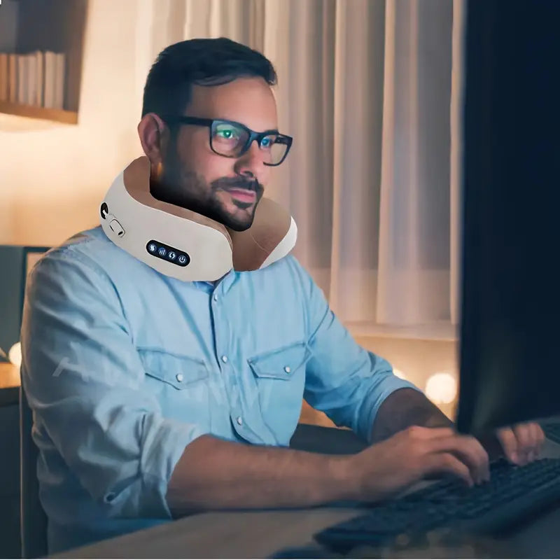 Electric Neck Massager with Heat - U-shaped Massage Pillow